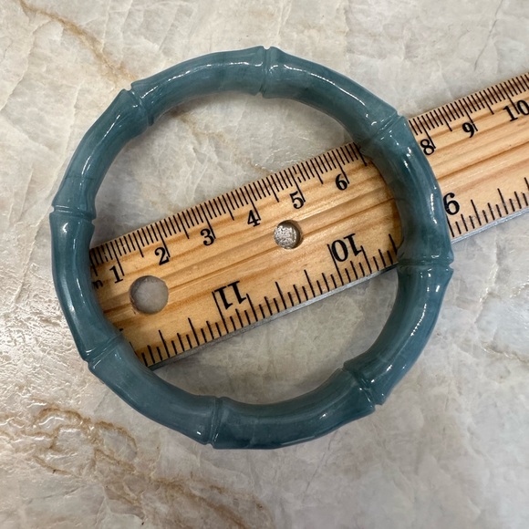 🌊Bluewater Jadeite Jade Bangle Hand-carved Bamboo Guatemalan Grade A - Picture 9 of 12